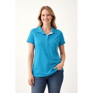 Laura Scott Bright Blue Button Up Short Sleeve Shirt SM